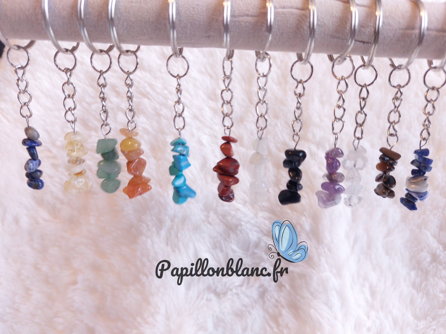 Porte clefs pierres naturelles