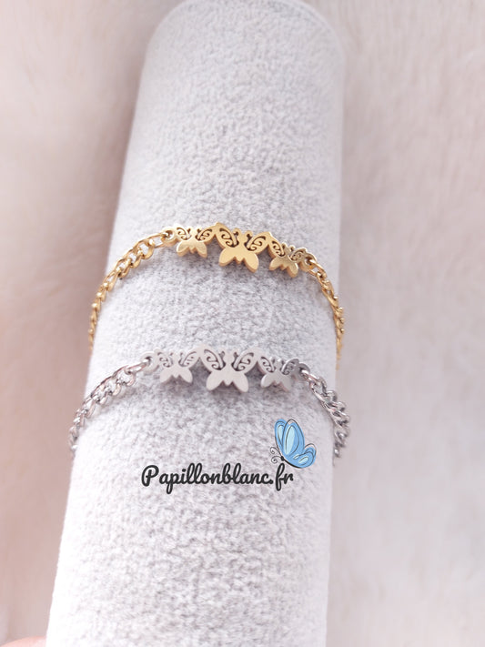Bracelet trio de Papillons doré