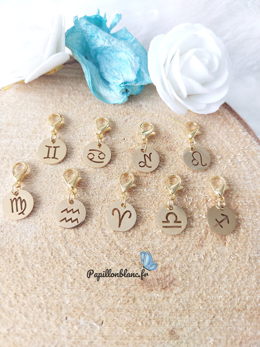 Charms Astrologique acier inoxydable doré