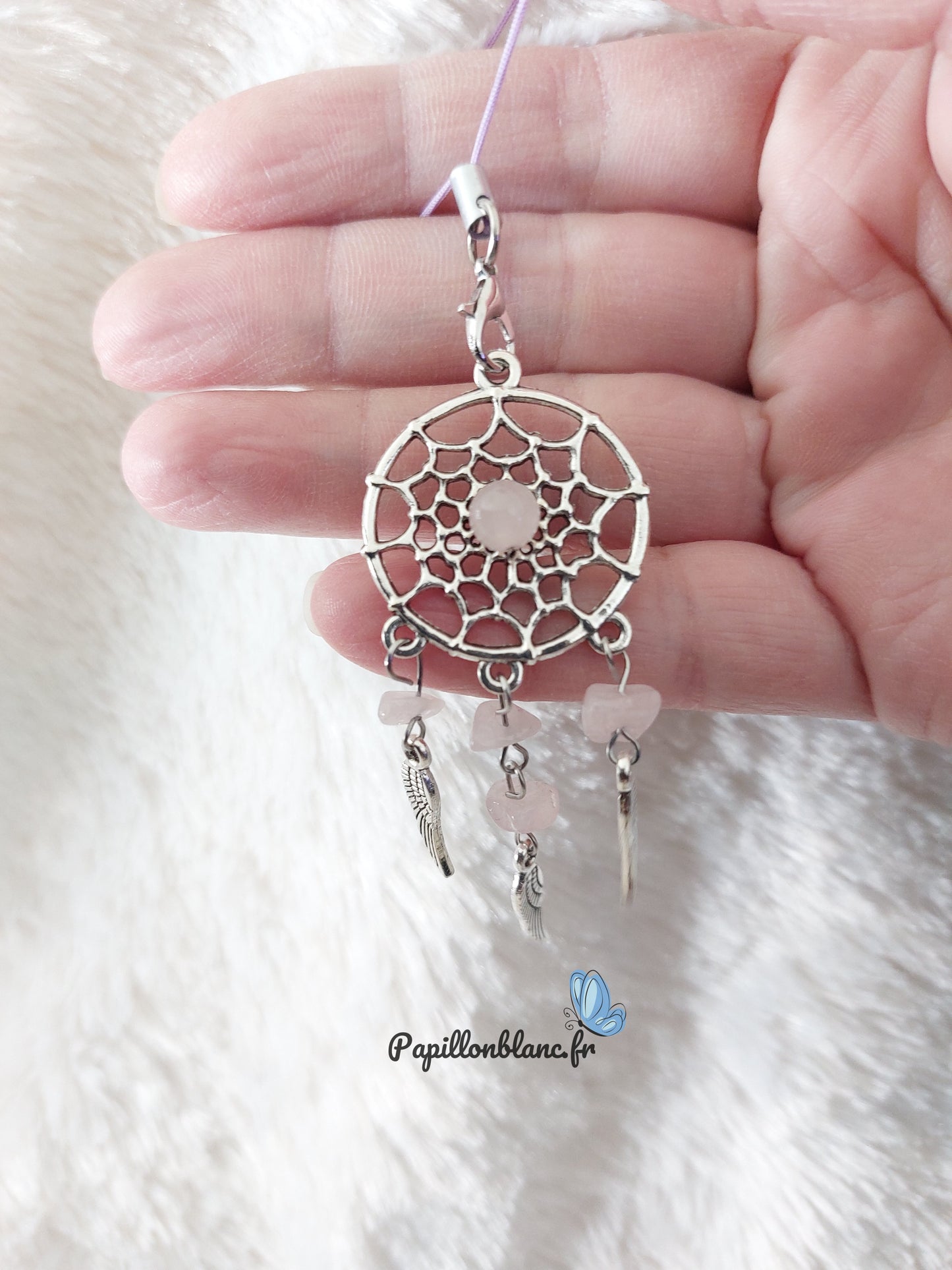 Porte Clefs Attrape rêves et Pierre naturelle