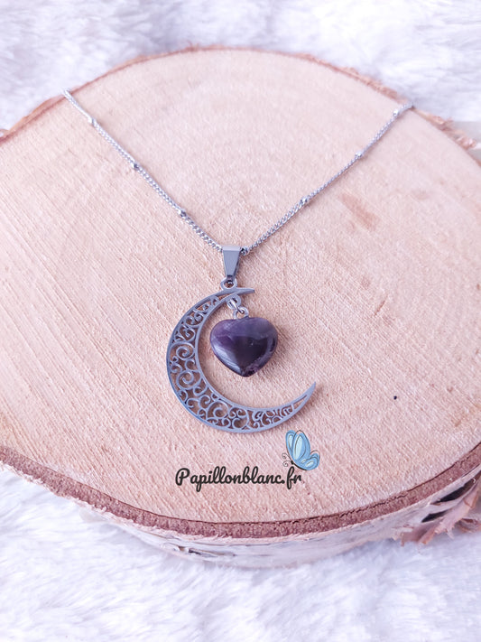 Collier Lune d'Améthyste