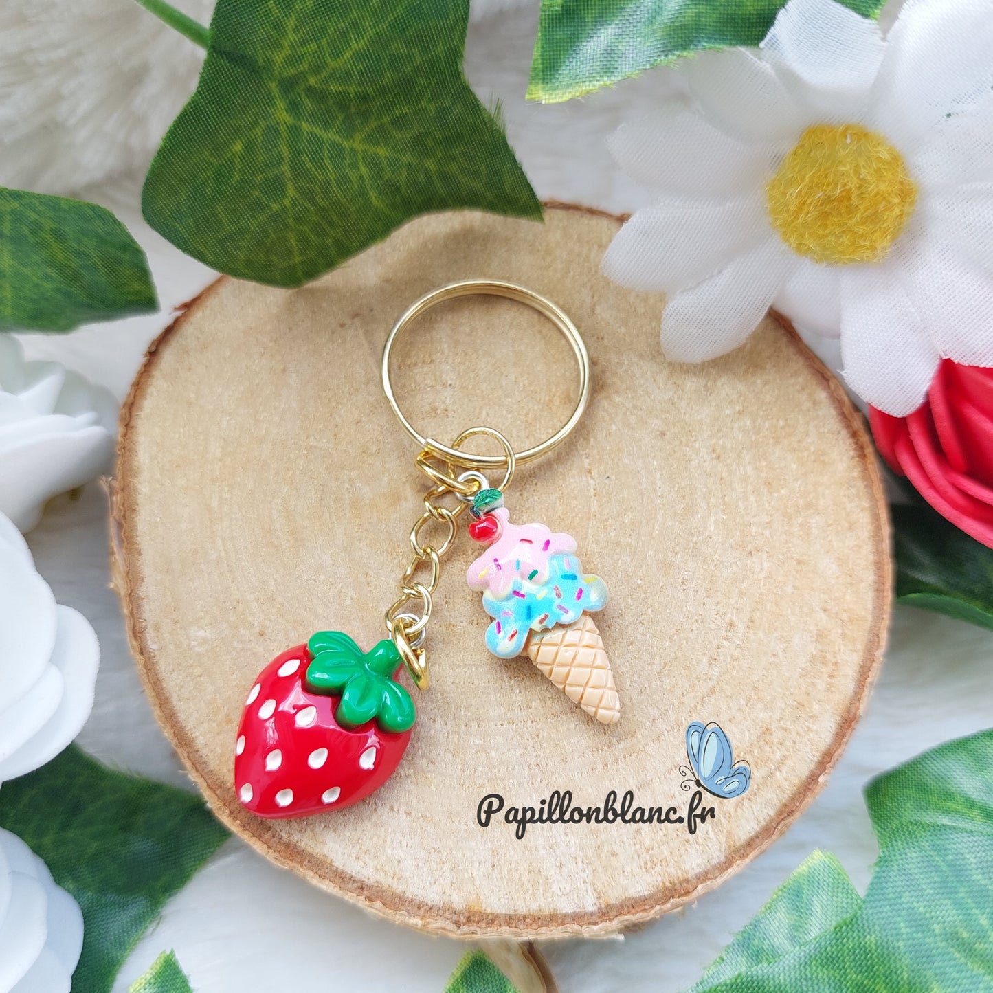 Porte clefs Fraise et Glace