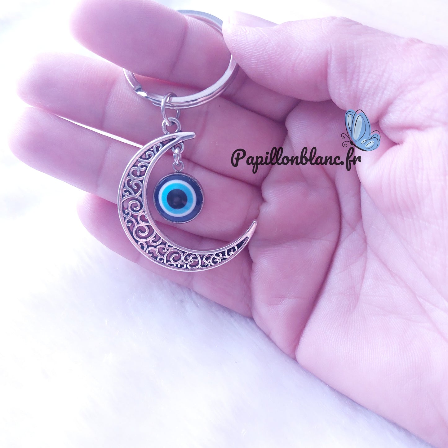 Porte clefs Lune et Oeil Bleu