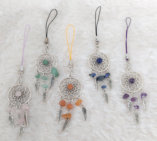 Porte Clefs Attrape rêves et Pierre naturelle