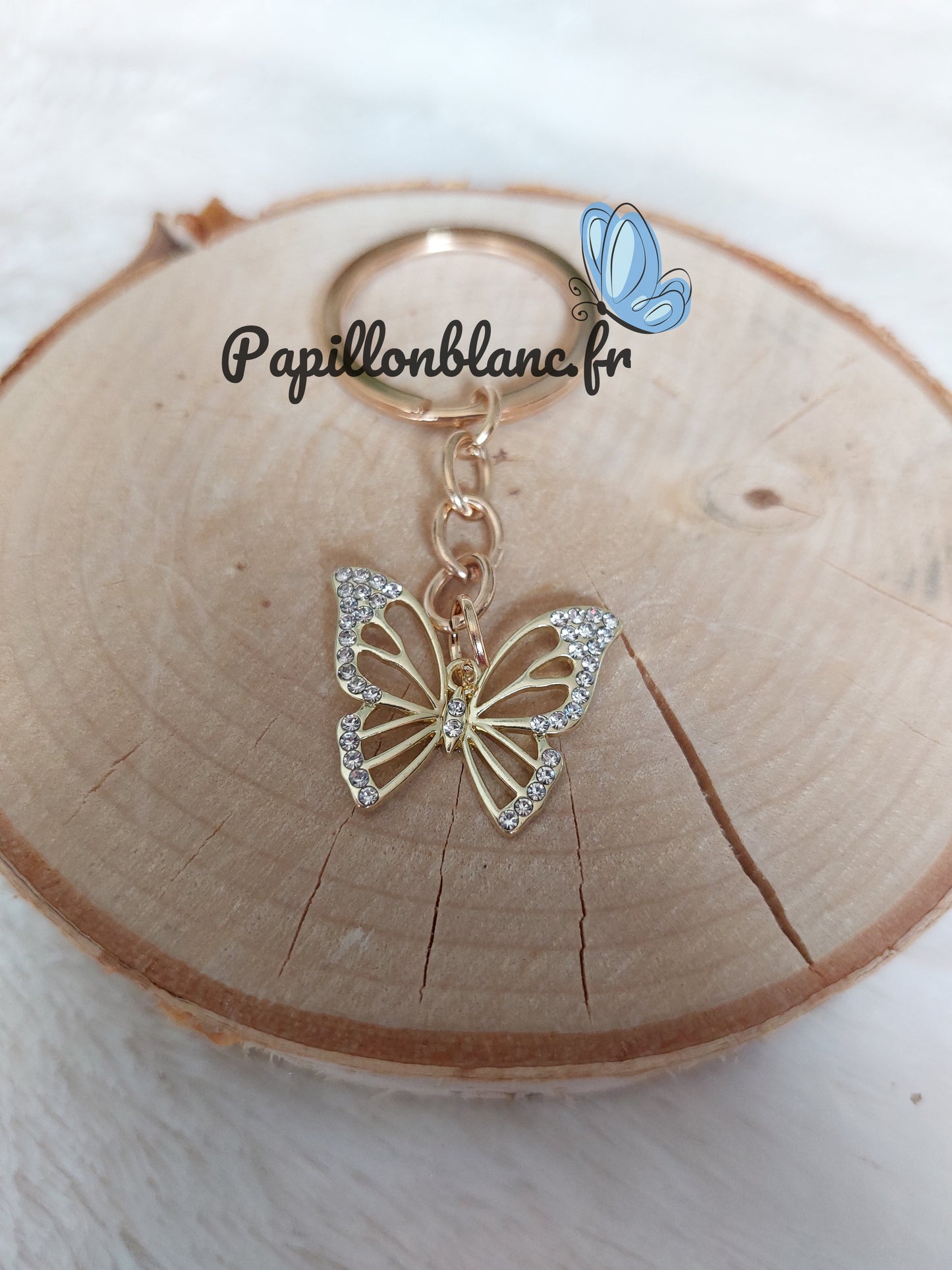 Porte Clefs Papillon Doré