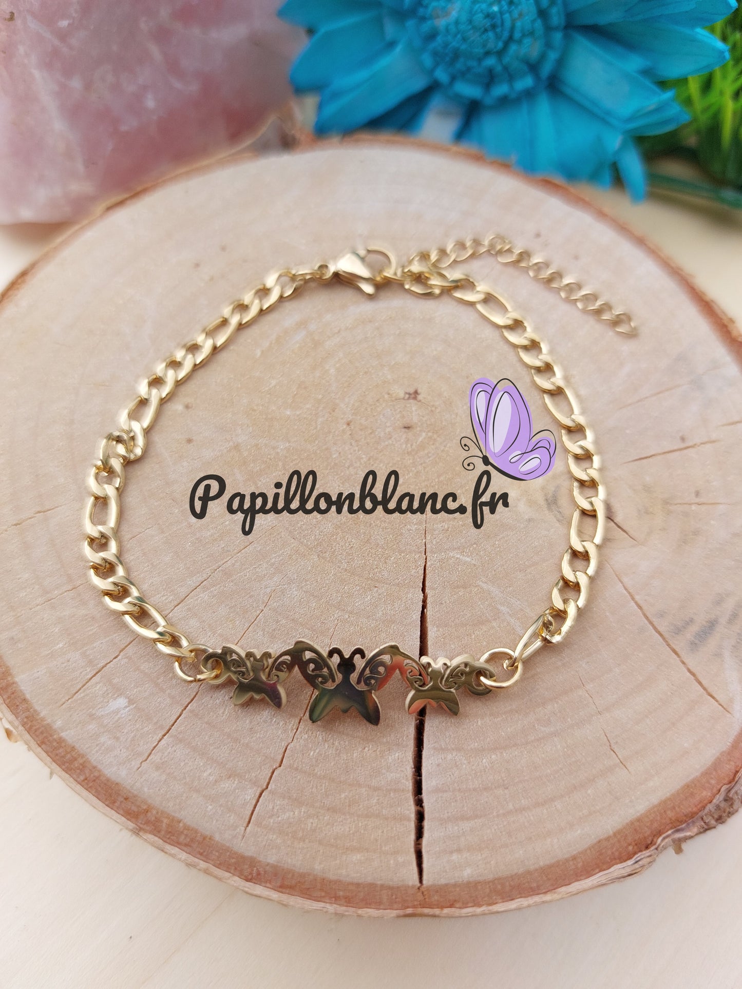 Bracelet trio de Papillons doré