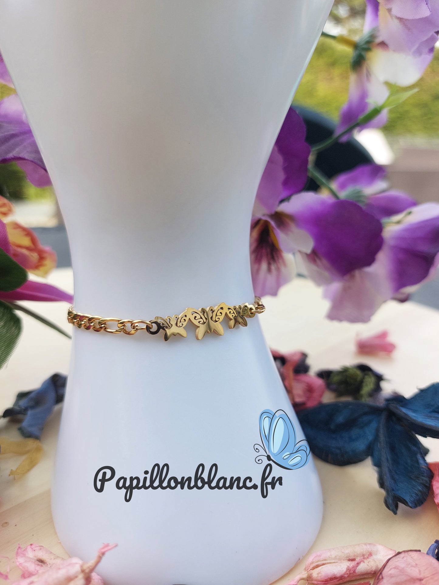 Bracelet trio de Papillons doré