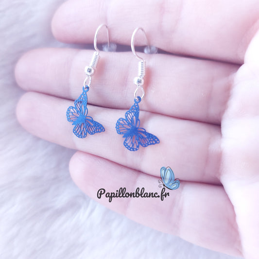 Boucles d'oreilles Papillon Bleu Roi