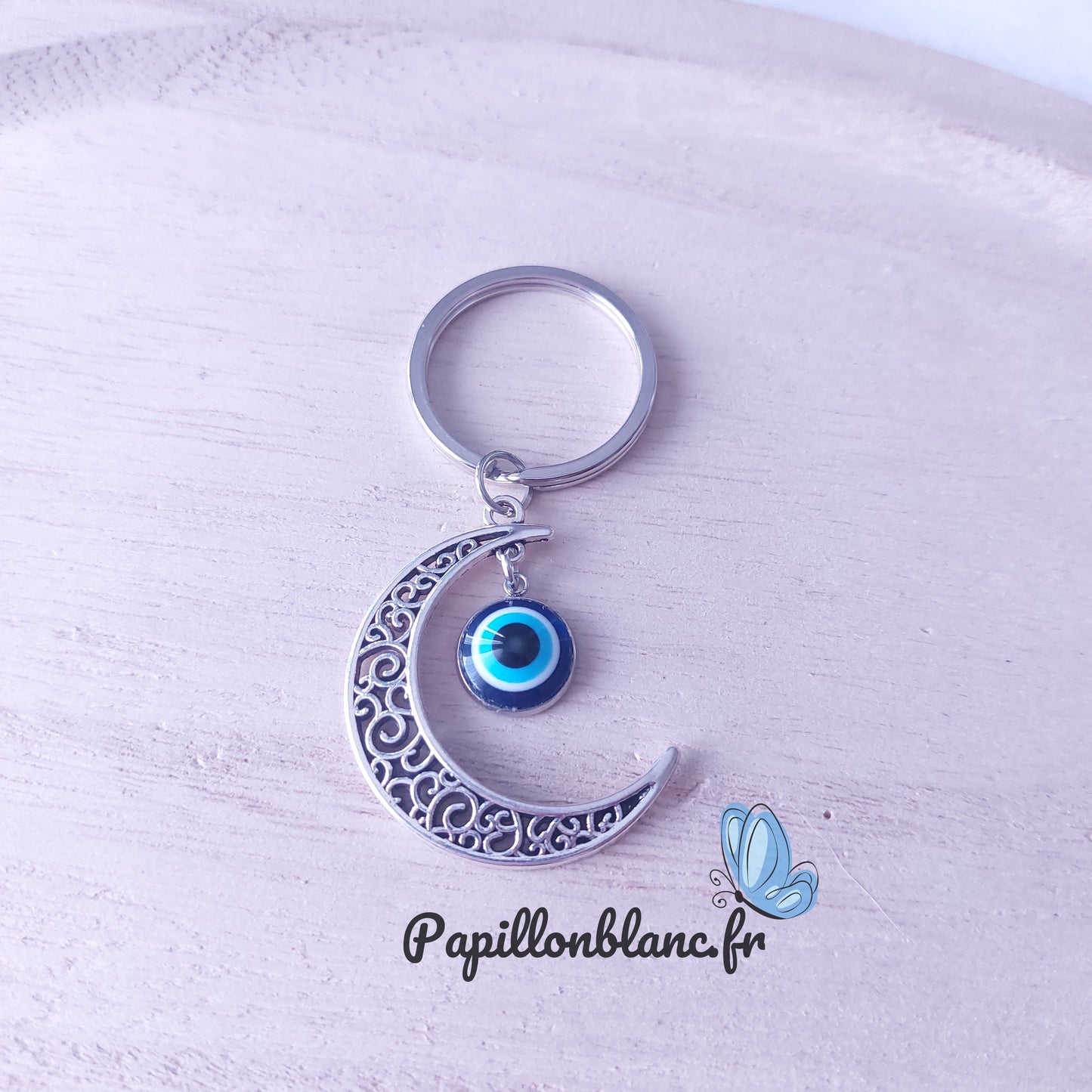 Porte clefs Lune et Oeil Bleu