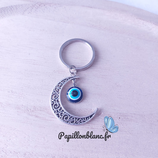 Porte clefs Lune et Oeil Bleu